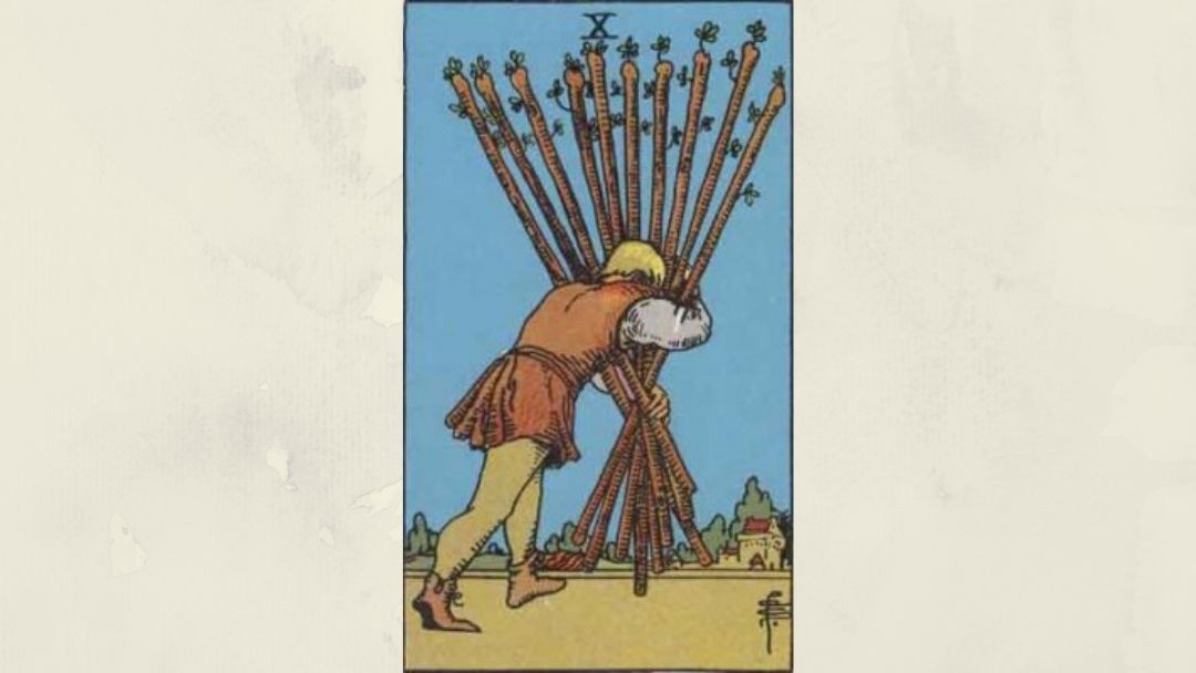 10 of Wands – Rider-Waite